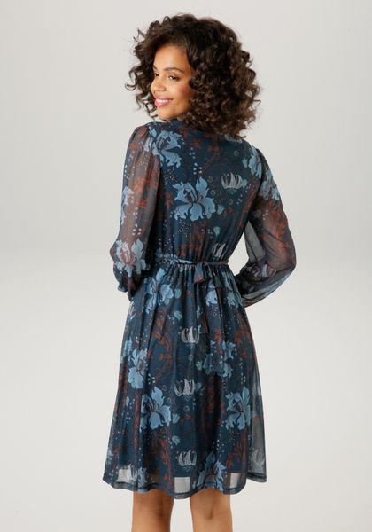 Aniston CASUAL Blusenkleid mit dekorativer Brosche am fixiertem Bindegürtel günstig online kaufen