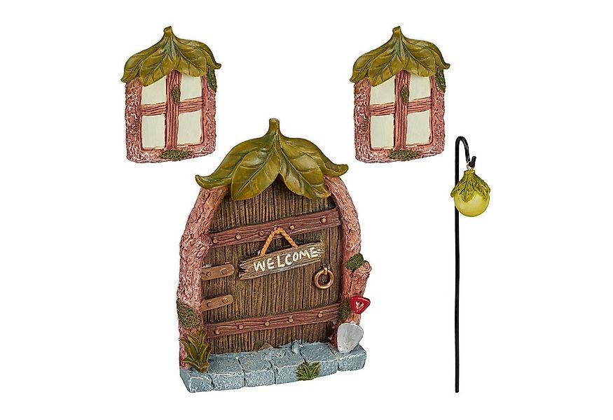 relaxdays Gartenfigur Feentür Set "Blätterdach" günstig online kaufen