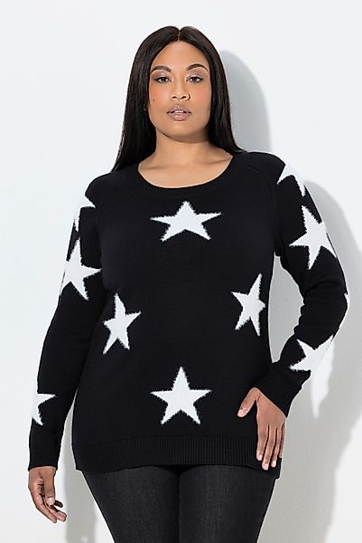 Ulla Popken Strickpullover Pullover Glitzersterne Rundhals günstig online kaufen
