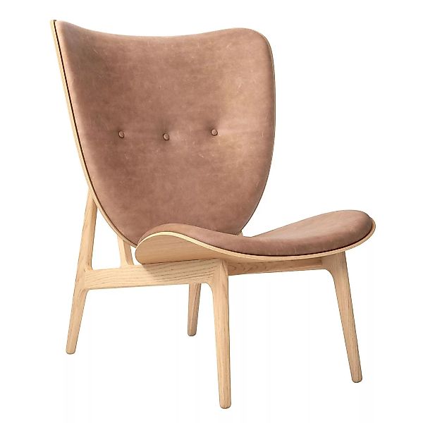 NORR 11 - Elephant Lounge Sessel Leder Gestell Eiche Natur - kamel/Sitzfläc günstig online kaufen
