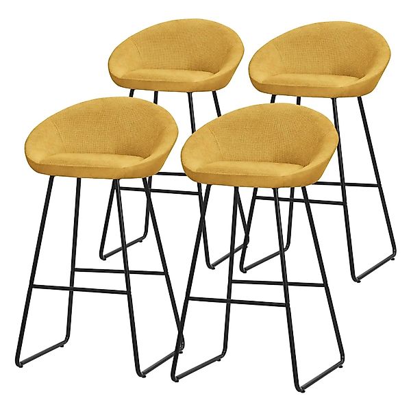 ML-Design Barhocker 4Er Set Senf mit Stoffbezug 75 cm Hoch günstig online kaufen