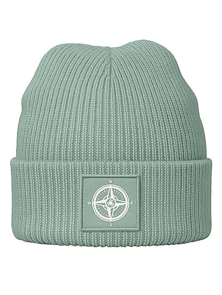 Neverless Strickmütze Damen Beanie Patch Kompass-Logo Aufdruck Outdoor Prin günstig online kaufen