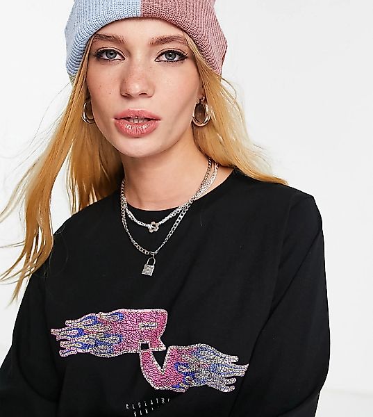 Reclaimed Vintage Inspired – Langärmliges Shirt in Rosa mit RV-Flammenlogo- günstig online kaufen