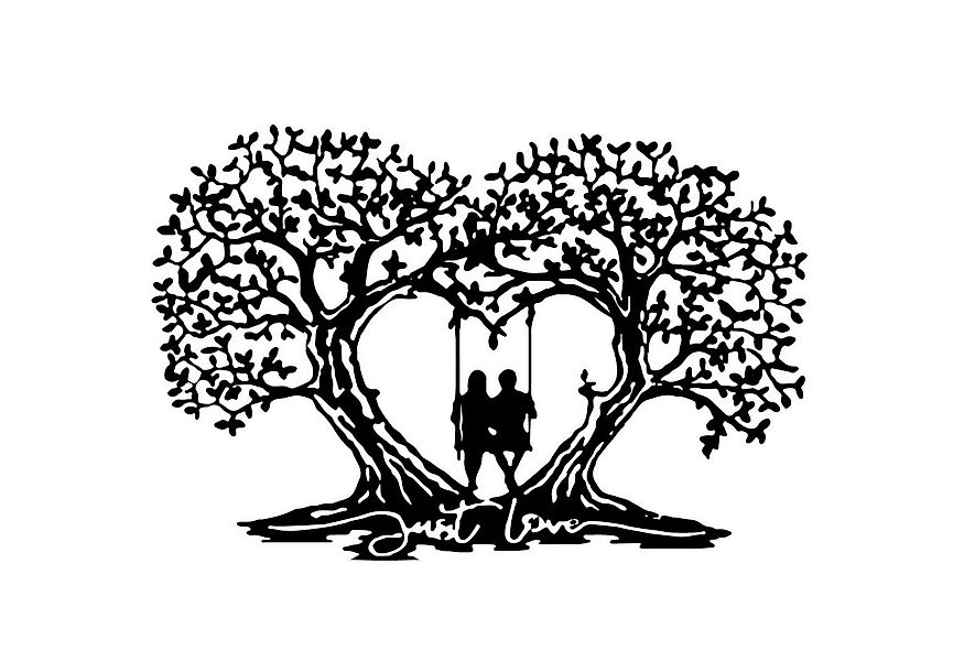 Jumpeak Wanddekoobjekt Paar Schaukel MetallKunst Wanddekoration, Liebesbaum günstig online kaufen