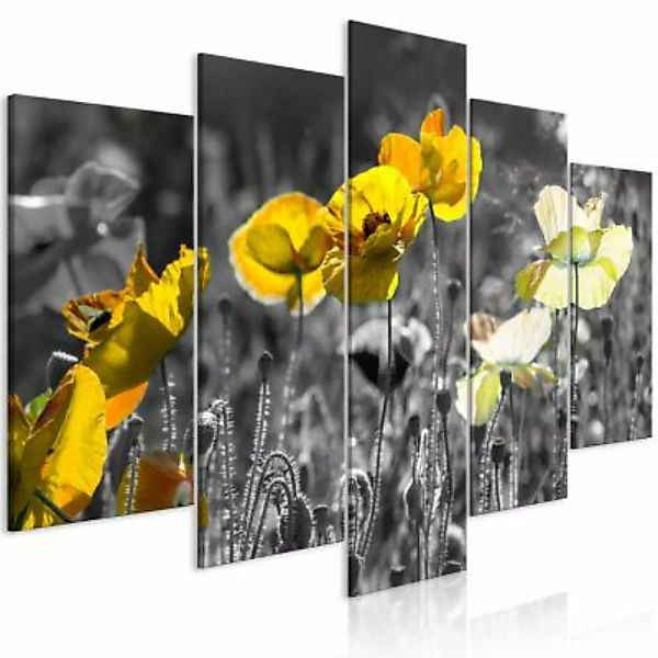 artgeist Wandbild Yellow Poppies (5 Parts) Wide gelb/grau Gr. 200 x 100 günstig online kaufen