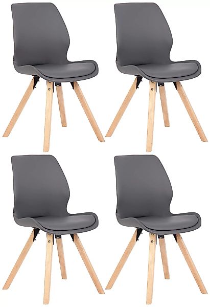 4er Set Stuhl Luna Kunstleder Grau günstig online kaufen