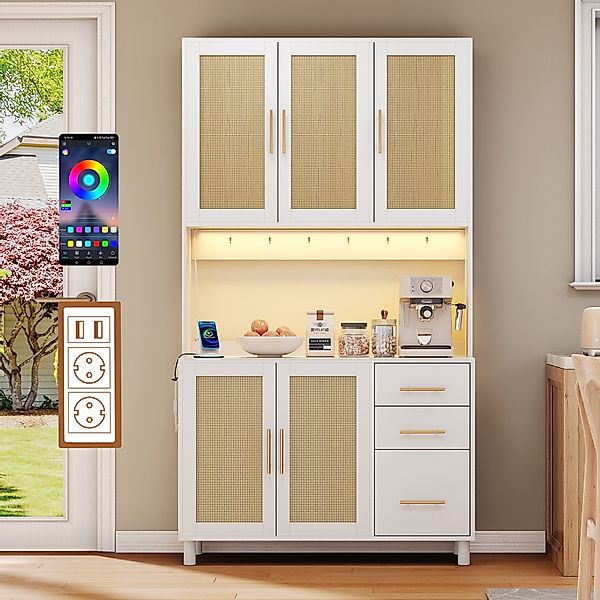 Flieks Küchenbuffet mit LED-Beleuchtung, Steckdosen und günstig online kaufen