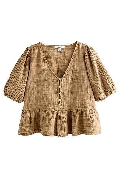 Next Blusenshirt Kurzarmbluse aus Doppelgewebe mit Puffärmeln (1-tlg) günstig online kaufen