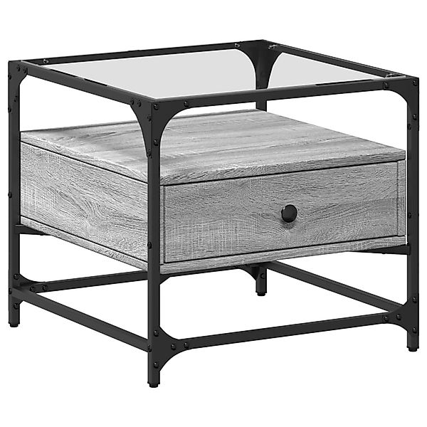 vidaXL Couchtisch mit Glasplatte Grau Sonoma 50x50x45 cm Stahl 846052 günstig online kaufen
