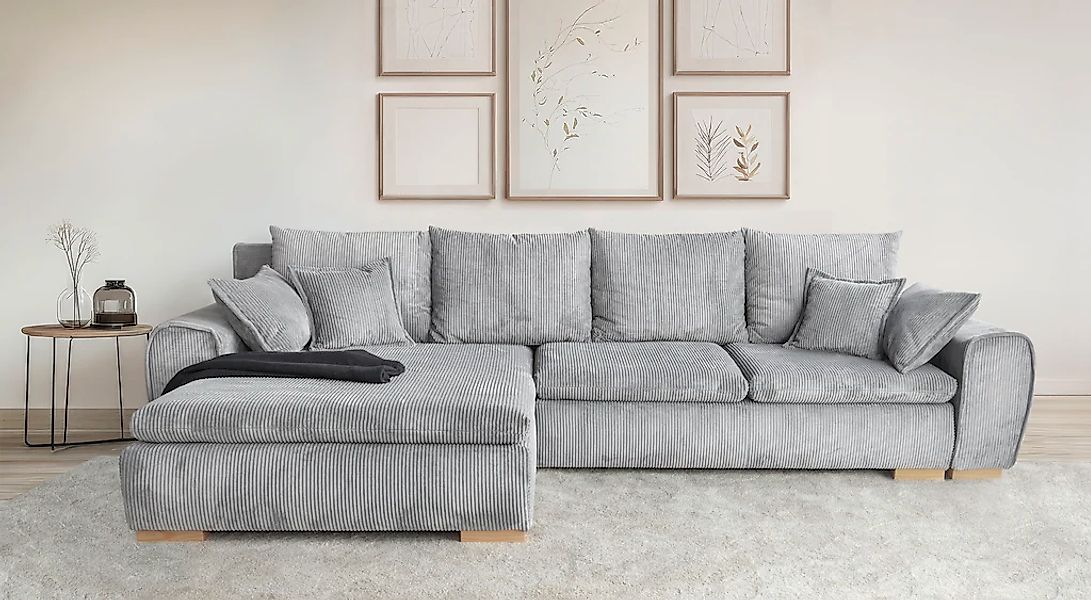 Home affaire Ecksofa "Katja", Cord Bezug, inkl. Schlaffunktion und Stauraum günstig online kaufen