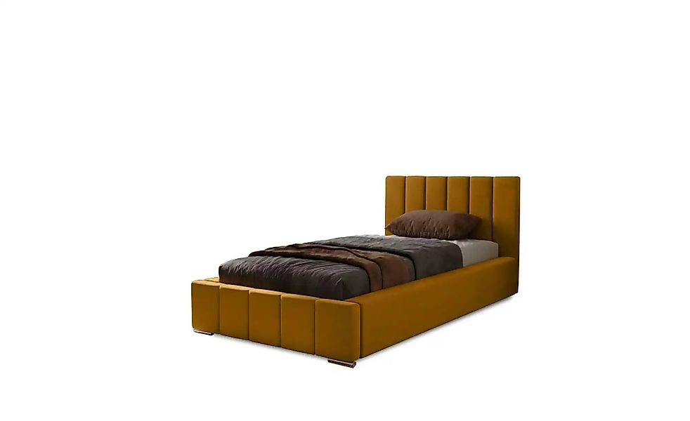 Polsterbett mit Stauraum mit Bettkasten und Lattenrost Nelia ¦ gelb ¦ Maße günstig online kaufen