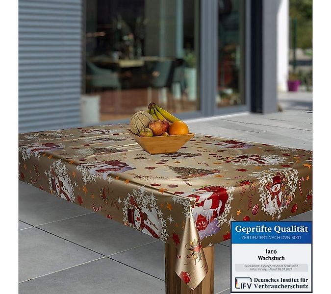 laro Tischdecke Wachstuch-Tischdecken Weihnachten Gold Schneemann rechtecki günstig online kaufen