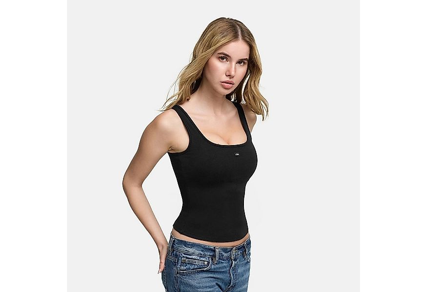 cfab by creamy fabrics BH-Hemd Cotton Tank with Built-In Push-Up Bra-Schwar günstig online kaufen