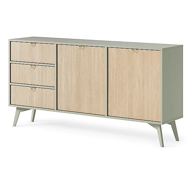 Lomadox Sideboard FAREHAM-160, 158cm breit, eukalyptusfarben, Front mit Fis günstig online kaufen