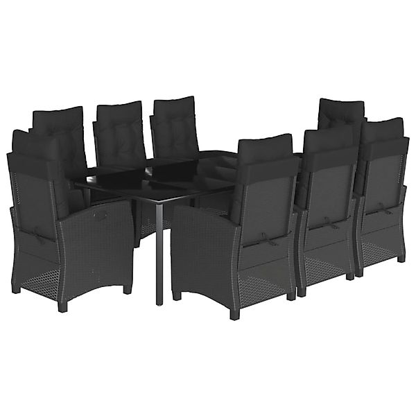vidaXL 9-Tlg Garten-Essgruppe mit Kissen Schwarz Poly Rattan 3212760 günstig online kaufen