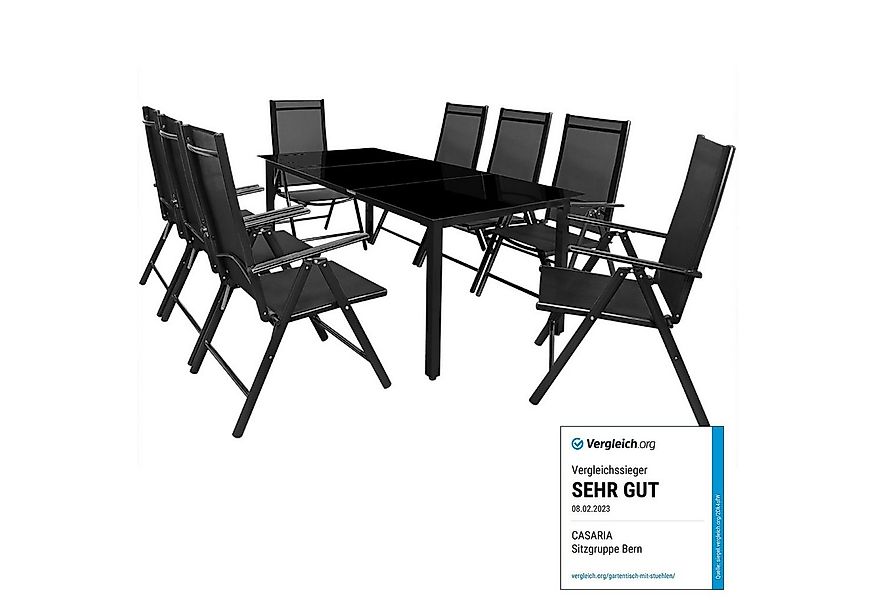 Casaria Garten-Essgruppe Bern, (9-tlg), Aluminium 5mm Sicherheitsglas Stühl günstig online kaufen
