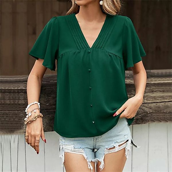 AFAZ New Trading UG Blusentop Einfarbiges, plissiertes Sommermode-Damenhemd günstig online kaufen