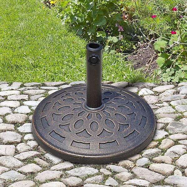 Outsunny Schirmständer  Sonnenschirmfuß rund, Harz, Bronze, 14kg, für Ø38/4 günstig online kaufen