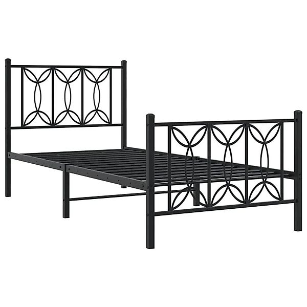 vidaXL Bettgestell mit Kopfteil und Fußteil Metall Schwarz 90x200 cm 376139 günstig online kaufen