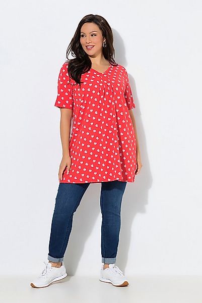 Ulla Popken T-Shirt T-Shirt Zierfalten A-Linie V-Ausschnitt Halbarm günstig online kaufen