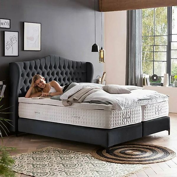 BettCo Boxspringbett Maison (in Schwarz Velours, 180 x 200 cm), Chesterfiel günstig online kaufen