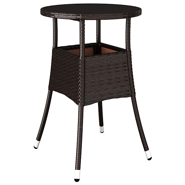 vidaXL Gartentisch Ø60x75 cm Hartglas und Poly Rattan Braun 310599 günstig online kaufen