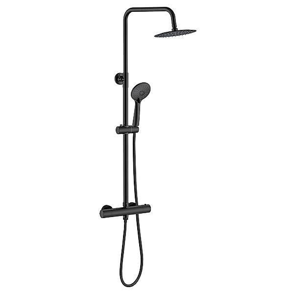 AICA Thermostat Duscharmatur Schwarz Mit Runder Regendusche Und Handbrause günstig online kaufen