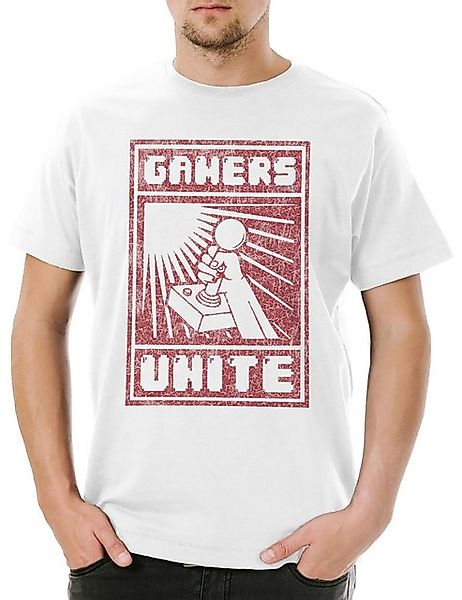 Urban Backwoods Print-Shirt Urban Backwoods Gamers Unite Herren T-Shirt Wei günstig online kaufen