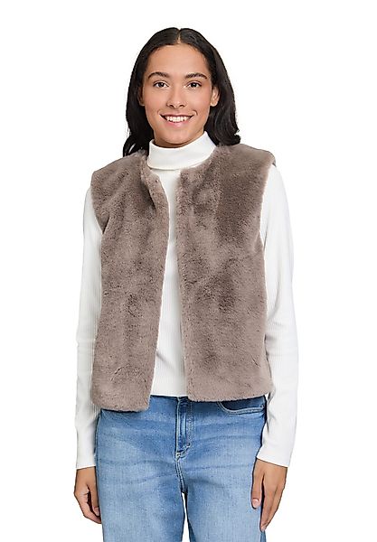 Cartoon Plüschweste Damen Fake Fur-Weste unifarben günstig online kaufen
