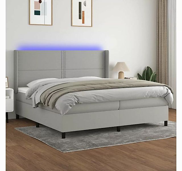 vidaXL Boxspringbett Boxspringbett mit Matratze LED Hellgrau 200x200 cm Sto günstig online kaufen