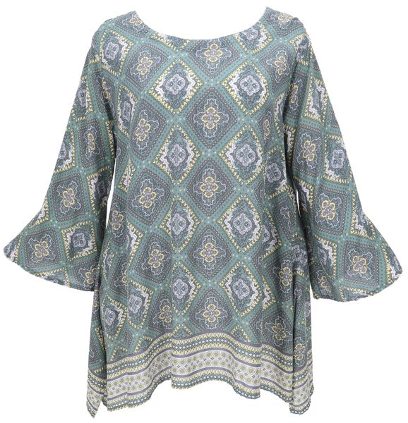 Guru-Shop Longbluse Tunika mit Trompetenärmeln für günstig online kaufen