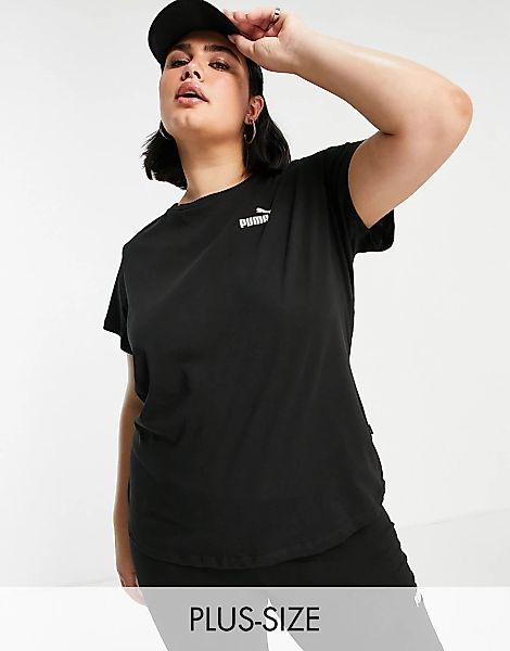PUMA Plus Essentials – T-Shirt in Schwarz mit Logo günstig online kaufen