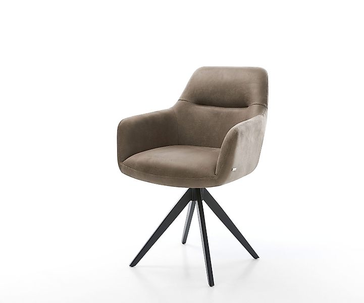 Esszimmerstuhl Pejo-Flex Mikrofaser Taupe Vintage Kreuzgestell kantig Schwa günstig online kaufen