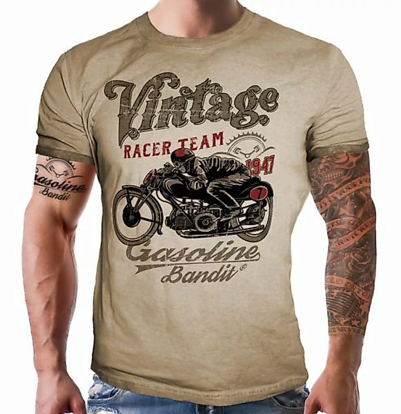 GASOLINE BANDIT® T-Shirt für Biker in Sand Washed Optik: Vintage Racer Team günstig online kaufen