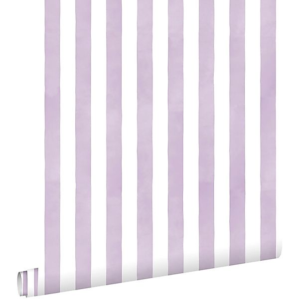 ESTAhome Tapete Streifenmuster Lila und Weiß 53 cm x 10.05 m günstig online kaufen