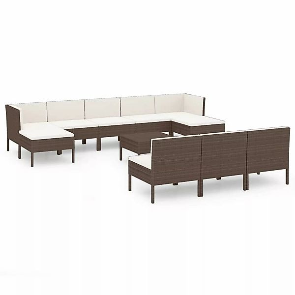 vidaXL 11-tlg Garten-Lounge-Set mit Auflagen Poly Rattan Braun Modell 11 günstig online kaufen