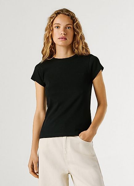Pepe Jeans T-Shirt MERIDA aus elastischem Rippstoff, Rundhalsform günstig online kaufen