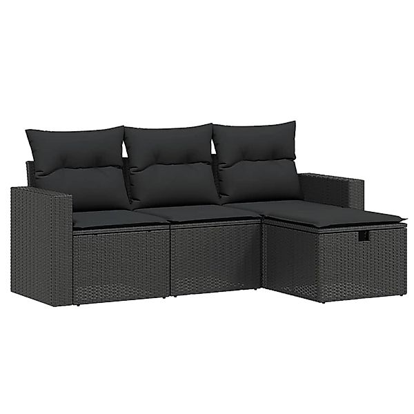 vidaXL 4-tlg Garten-Sofagarnitur mit Kissen Schwarz Poly Rattan Modell 37 günstig online kaufen