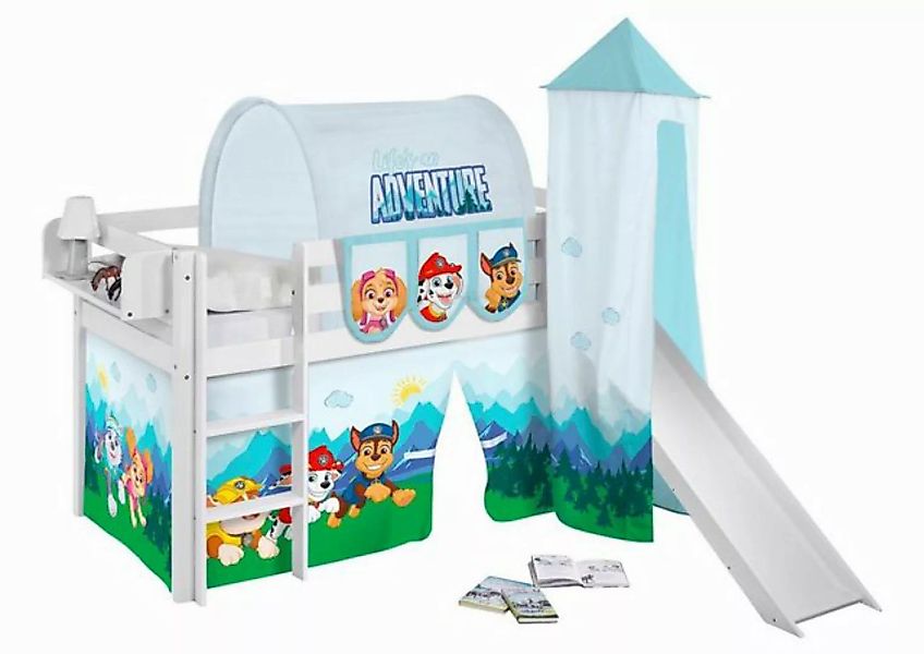 Lilokids Kinderbett Hochbett JELLE mit Vorhang & Turm PAW PATROL 190x90cm günstig online kaufen