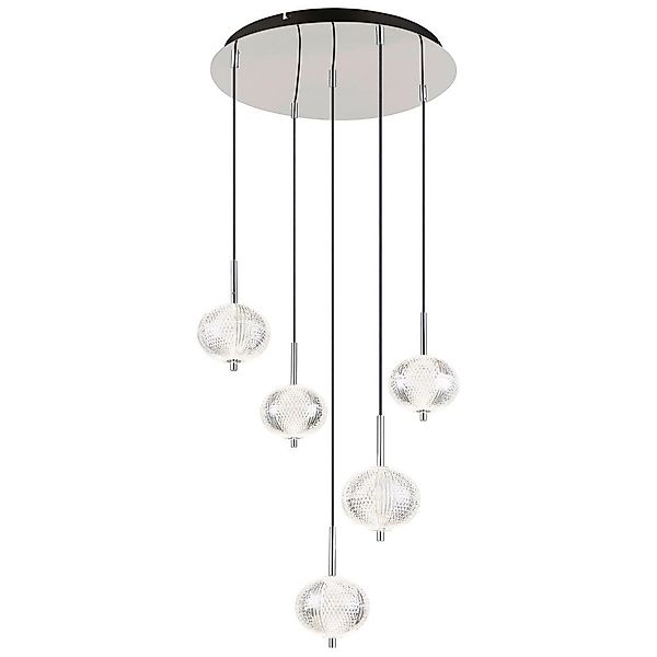 GLOBO LED-Pendelleuchte Chrom klar Metall Acryl H/D: ca. 150x57 cm günstig online kaufen