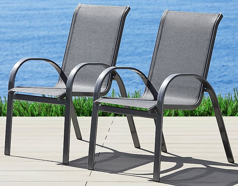 MERXX Gartenstuhl Amalfi (Set, 2 St), 2er Set, Alu/Textil, stapelbar, anthr günstig online kaufen