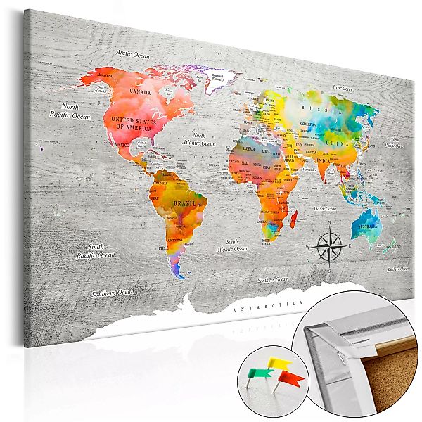 Korkbild - Multicolored Travels [cork Map] günstig online kaufen