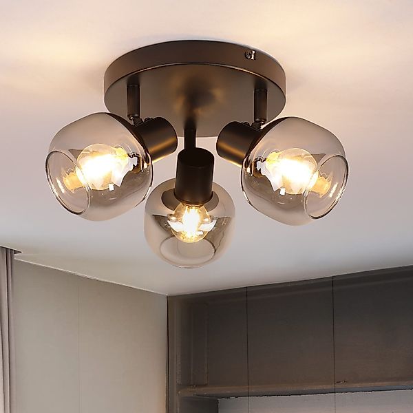 Nettlife Deckenstrahler Modern Rauchgrau Glas 3 günstig online kaufen