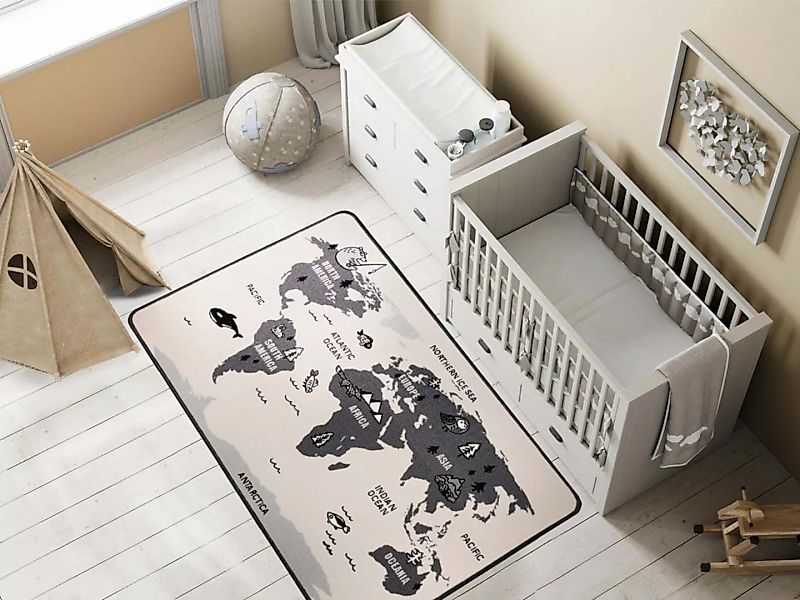 Primaflor-Ideen in Textil Kinderteppich »RETRO - Weltkarte«, rechteckig günstig online kaufen