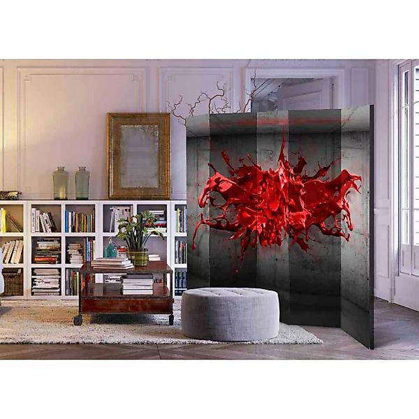 Paravent Sichtschutz mit rotem Farbspritzer Motiv 225 cm breit günstig online kaufen