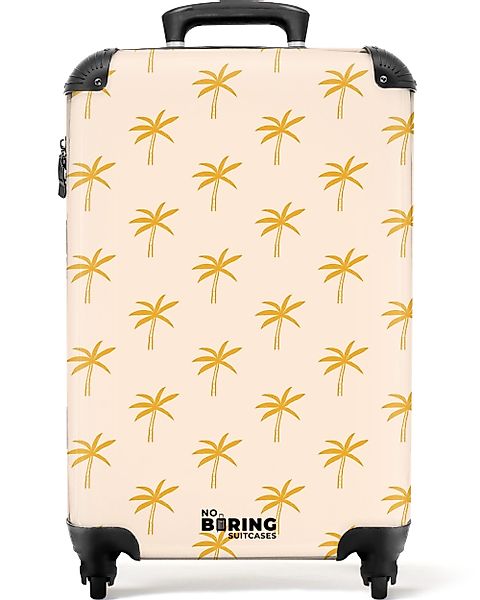 NoBoringSuitcases.com© Hartschalen-Trolley Beige mit gelben Palmen günstig online kaufen
