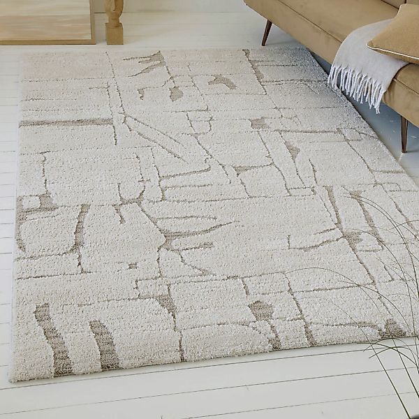 OTTO home Teppich "Serin" rechteckig 18 mm Höhe Kurzflor, Hoch Tief, modern günstig online kaufen