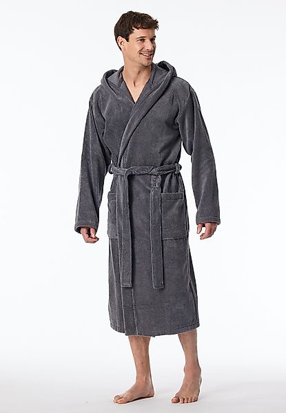 Schiesser Herrenbademantel "Essentials", Midilänge, Baumwolle, Kapuze, günstig online kaufen