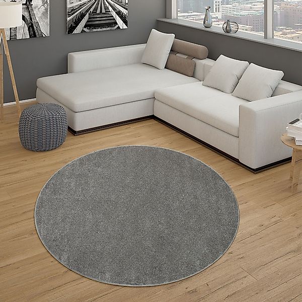 Paco Home Teppich »Porto 890«, rund, 13 mm Höhe, Kurzflor, Uni-Farben, idea günstig online kaufen