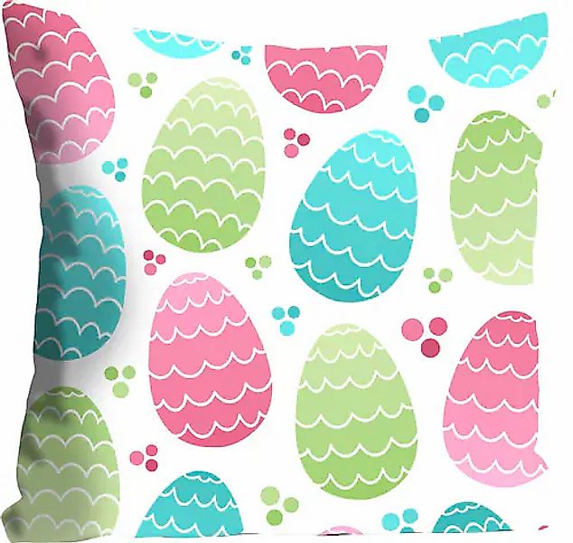 queence Dekokissen »Eggs«, Kissenhülle,Bunte Ostereier,Weiß,Ostern,Fröhlich günstig online kaufen